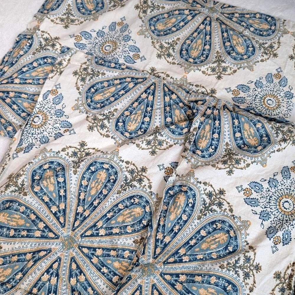 Lauren Ralph Lauren Paisley Medallion Cotton Pillow Standard Sham Set Blue Gold